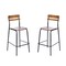 Emma and Oliver Blanchard Set of 2 Bar Stools with Metal Frames and Solid Wood Seats and Backs with Antique Finishes